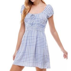 Kingston Grey Juniors' Gingham Lavender Mini Dress Milkmaid Size XXL Coquette